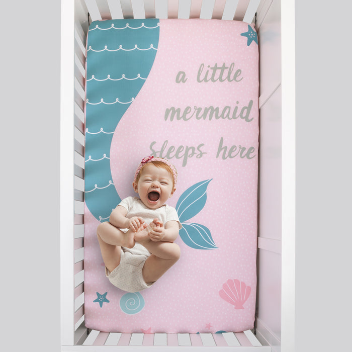 NoJo Sugar Reef Mermaid Photo Op 100% Cotton Fitted Crib Sheet