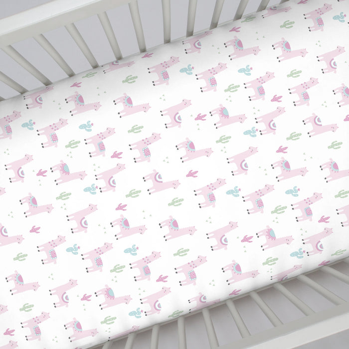 NoJo Super Soft Llama Nursery Mini Crib Fitted Sheet