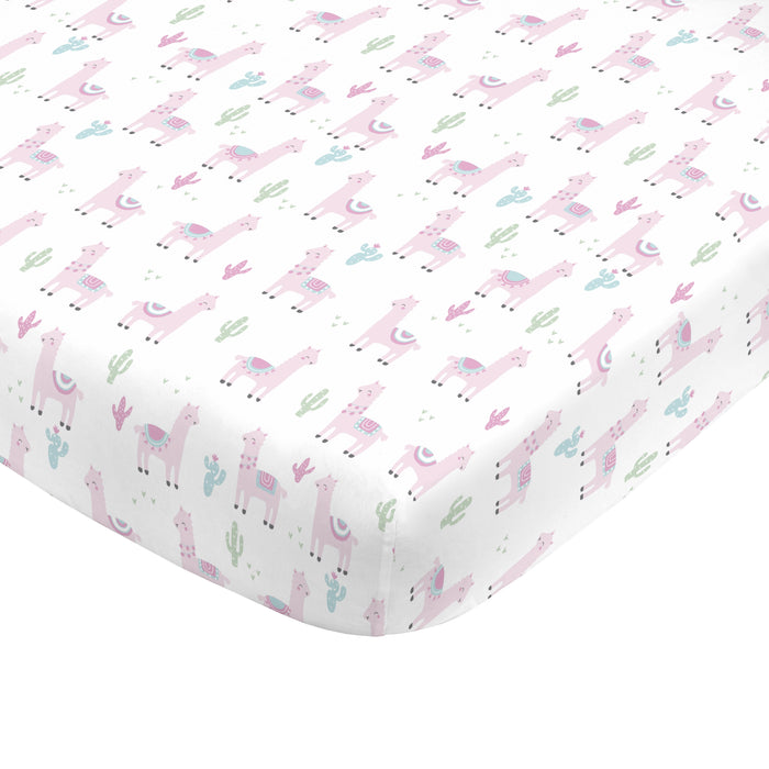 NoJo Super Soft Llama Nursery Mini Crib Fitted Sheet