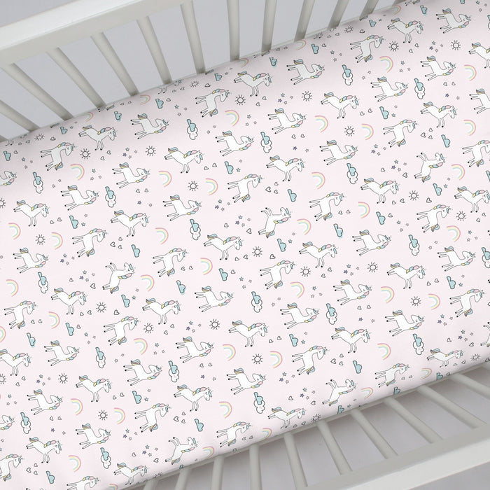 NoJo Super Soft Unicorn Nursery Mini Crib Fitted Sheet