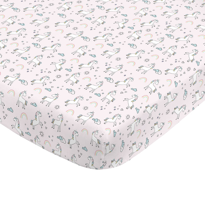 NoJo Super Soft Unicorn Nursery Mini Crib Fitted Sheet