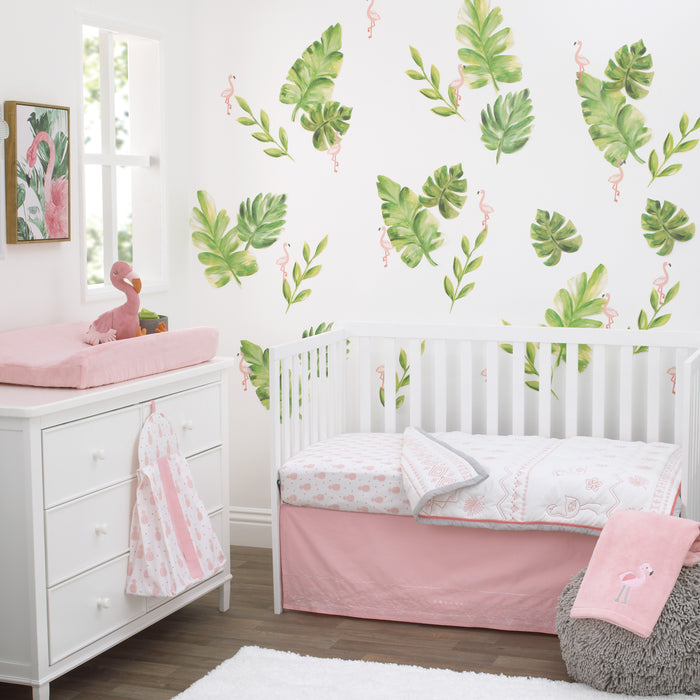 NoJo Tropical Flamingo 4 Piece Nursery Crib Bedding Set