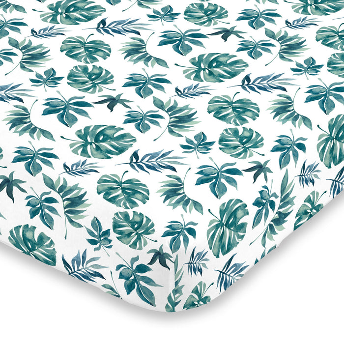 NoJo Super Soft Palm Leaf Nursery Mini Crib Fitted Sheet