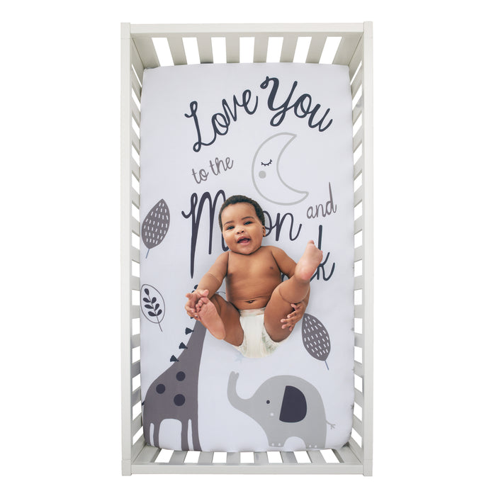 NoJo Love You To The Moon - 100% Cotton Photo Op Fitted Crib Sheet
