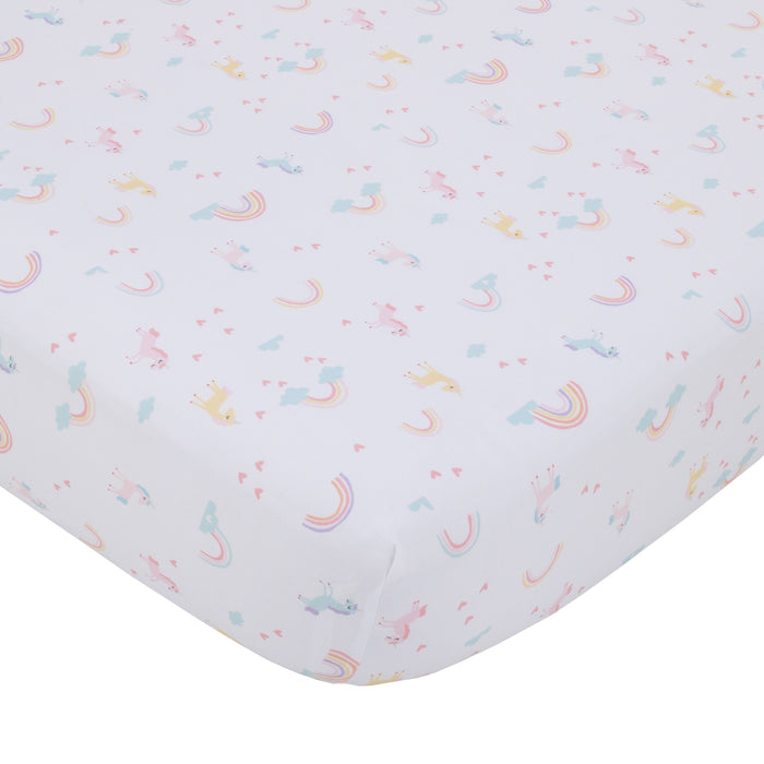 Little Love by NoJo Rainbow Unicorn Fitted Crib Sheet
