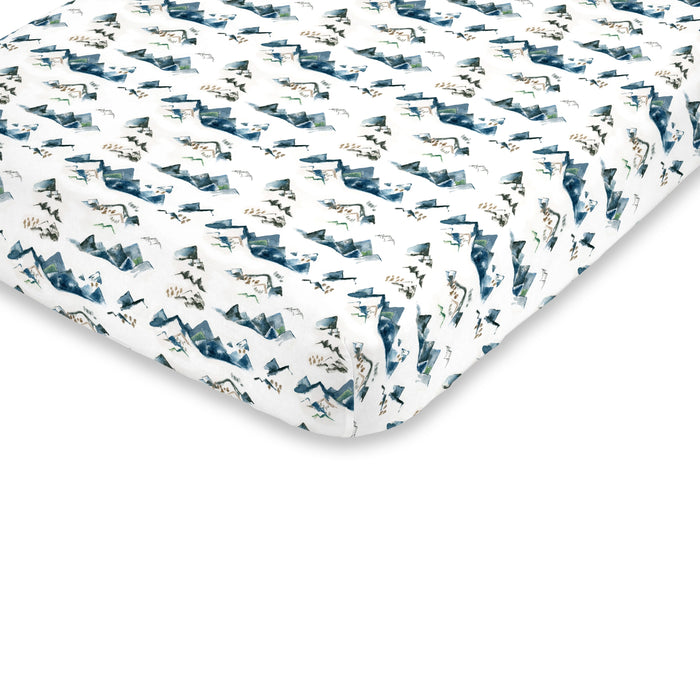 NoJo Super Soft Mountain Watercolor Fitted Crib Sheet