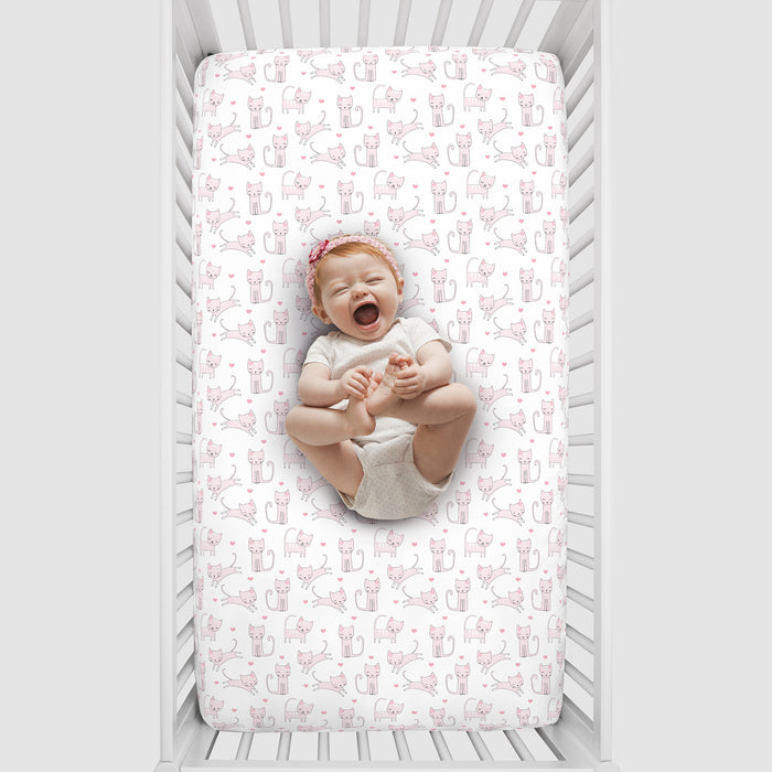 NoJo Super Soft Kitty Cat Fitted Crib Sheet