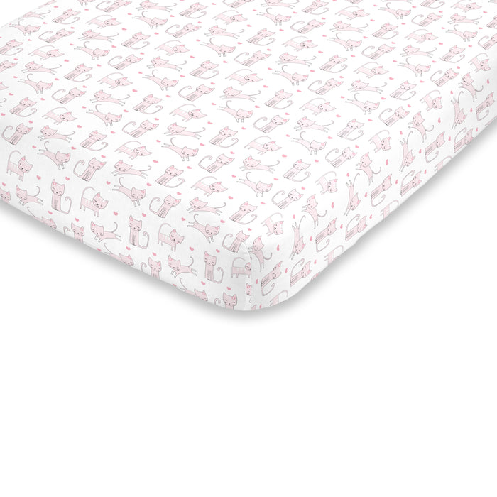 NoJo Super Soft Kitty Cat Fitted Mini Crib Sheet