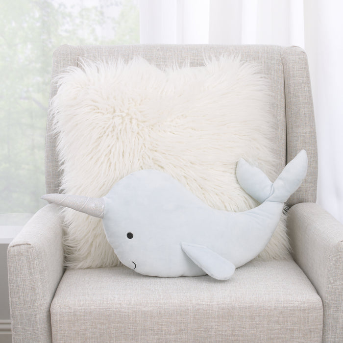 Little Love by NoJo Narwhal Shaped Decorative Pillow