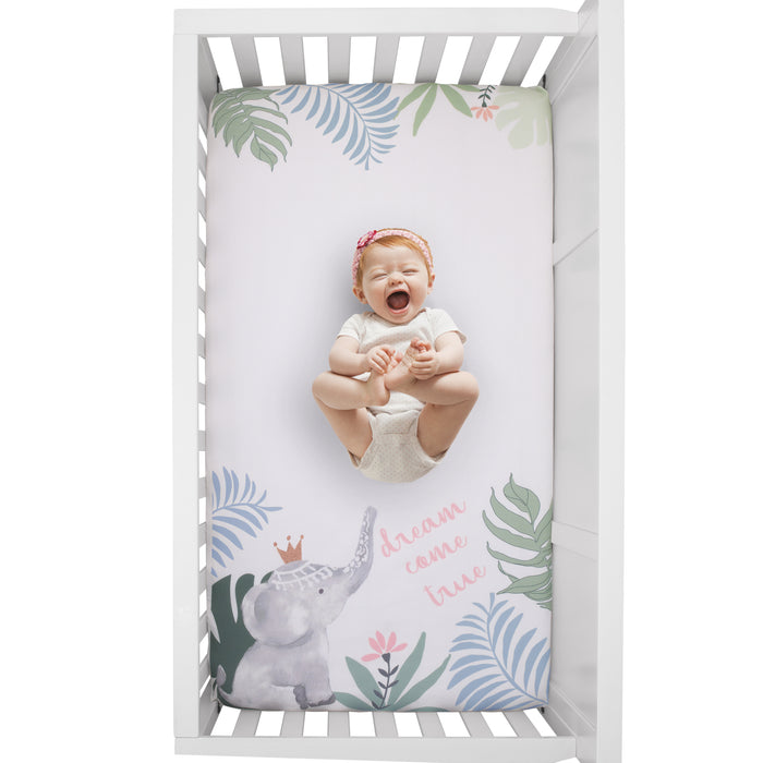 NoJo Tropical Princess 100% Cotton Photo Watercolor Crib Sheet