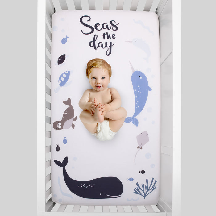 NoJo Seas The Day 100% Cotton Photo Op Fitted Crib Sheet