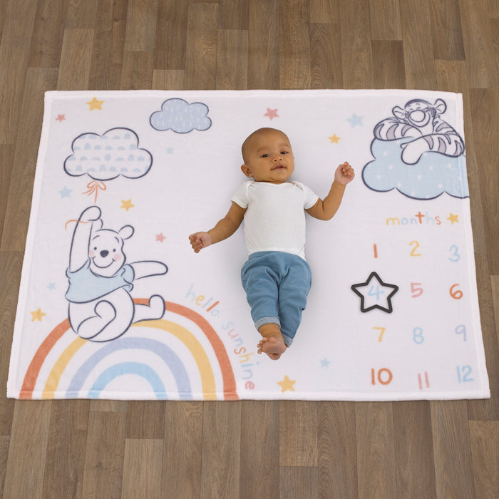 Disney Winnie The Pooh Milestone Super Soft  Baby Blanket