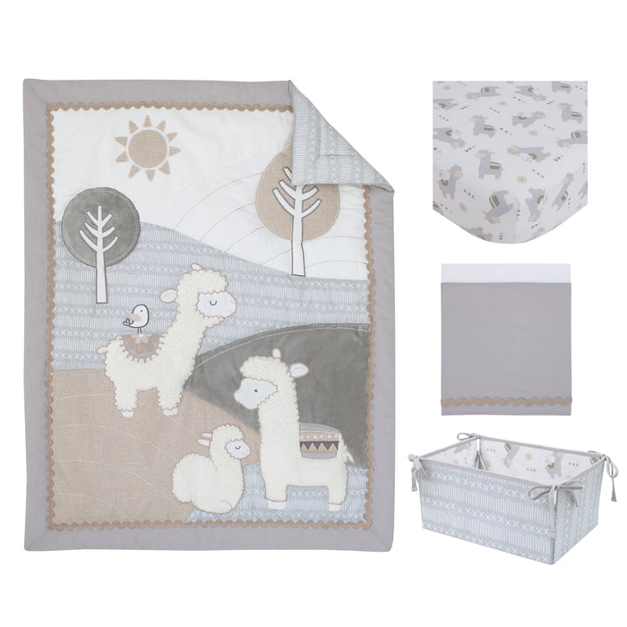 NoJo Mama's Little Llama 4 Piece Nursery Crib Bedding Set