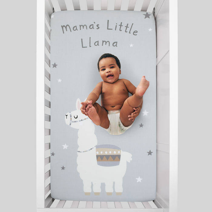 NoJo Mama's Little Llama100% Cotton Photo Op Fitted Crib Sheet