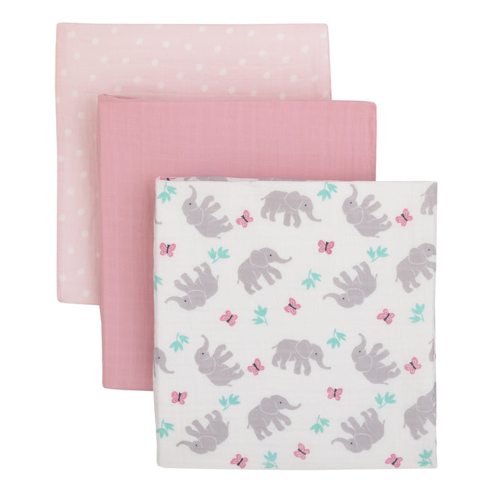 Carter's Floral Elephant 3 Pack Muslin Swaddle Blanket