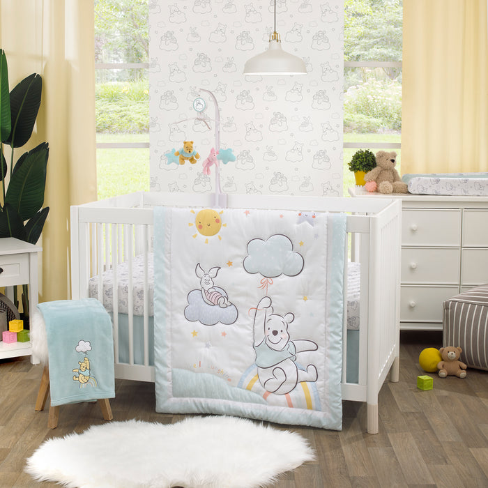 Disney Winnie the Pooh Hello Sunshine 3 Piece Nursery Crib Bedding Set