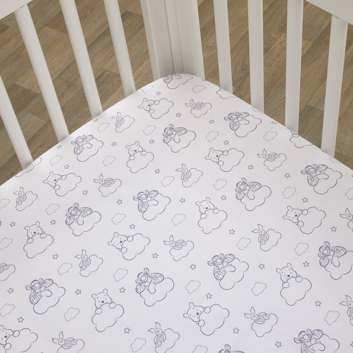 Disney Winnie the Pooh Hello Sunshine Cloud Nursery Fitted Crib Sheet with Piglet and Tigger