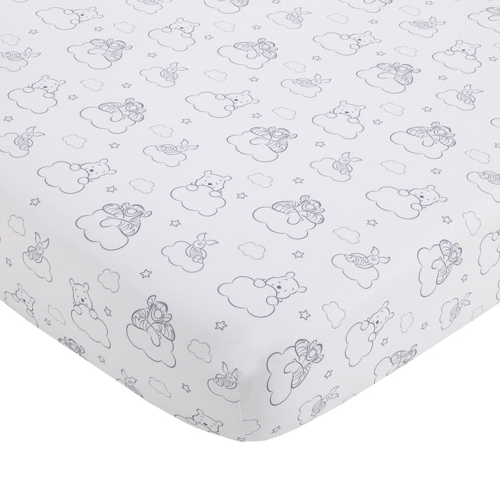 Disney Winnie the Pooh Hello Sunshine Cloud Nursery Fitted Crib Sheet with Piglet and Tigger