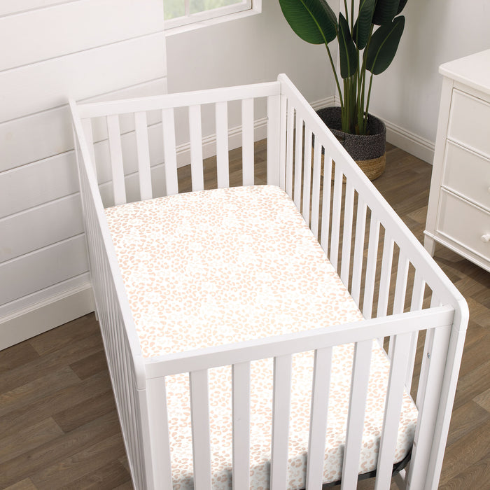 NoJo Neutral Cheetah Fitted Crib Sheet