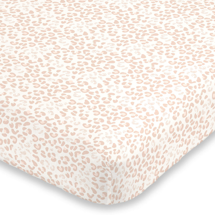 NoJo Neutral Cheetah Fitted Crib Sheet