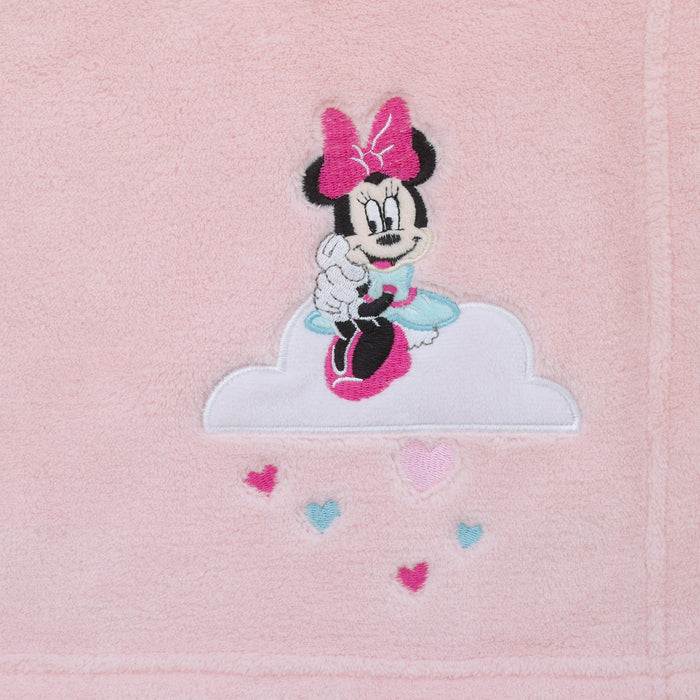 Disney Minnie Mouse Be Happy Super Soft Baby Blanket with Cloud Applique