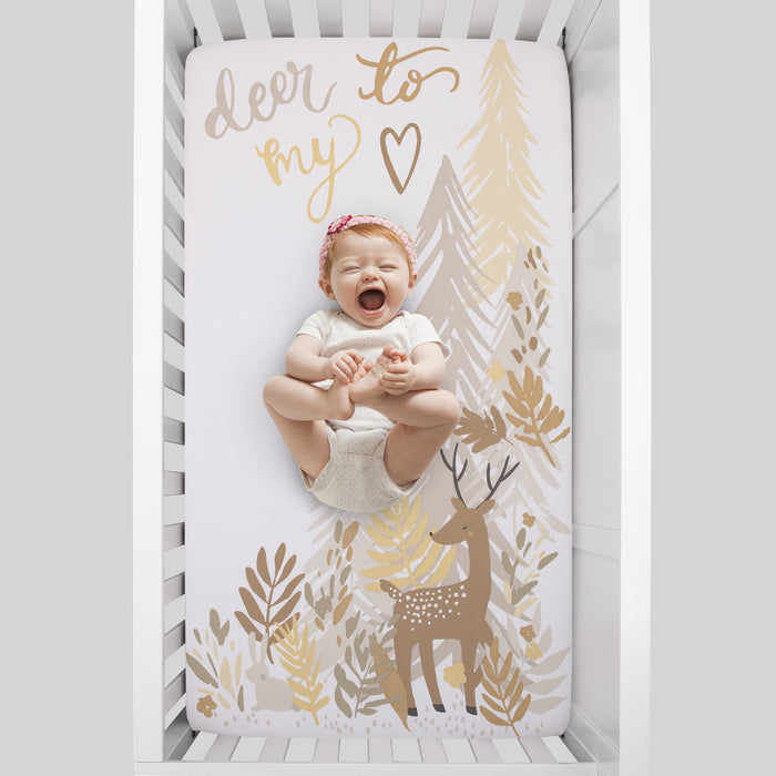 NoJo Deer To My Heart 100% Cotton Photo Op Fitted Crib Sheet