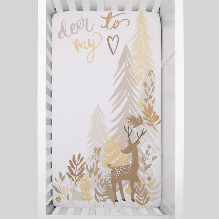 NoJo Deer To My Heart 100% Cotton Photo Op Fitted Crib Sheet