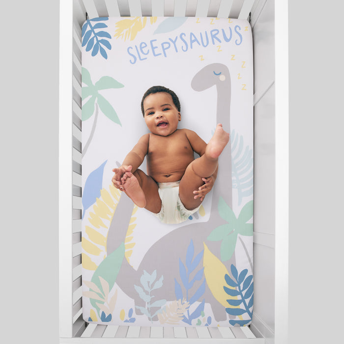 NoJo Sleepysaurus 100% Cotton Photo Op Fitted Crib Sheet