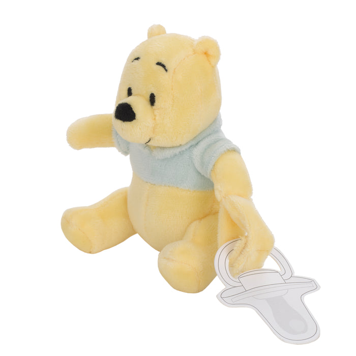 Disney Winnie the Pooh Yellow and Aqua Plush Buddy Pacifier Holder