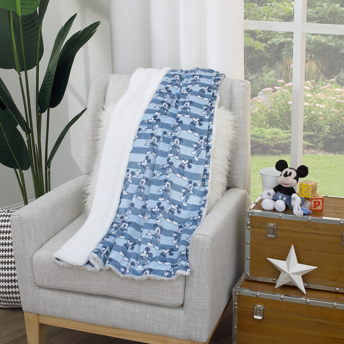 Disney Mickey Mouse Striped Super Soft Baby Blanket