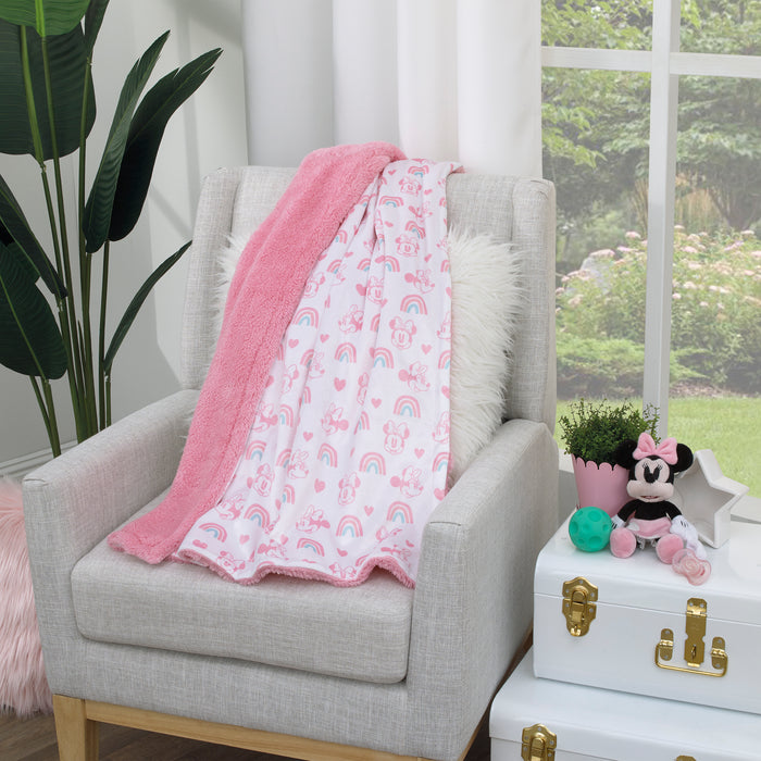 Disney Minnie Mouse Rainbow and Hearts Blanket