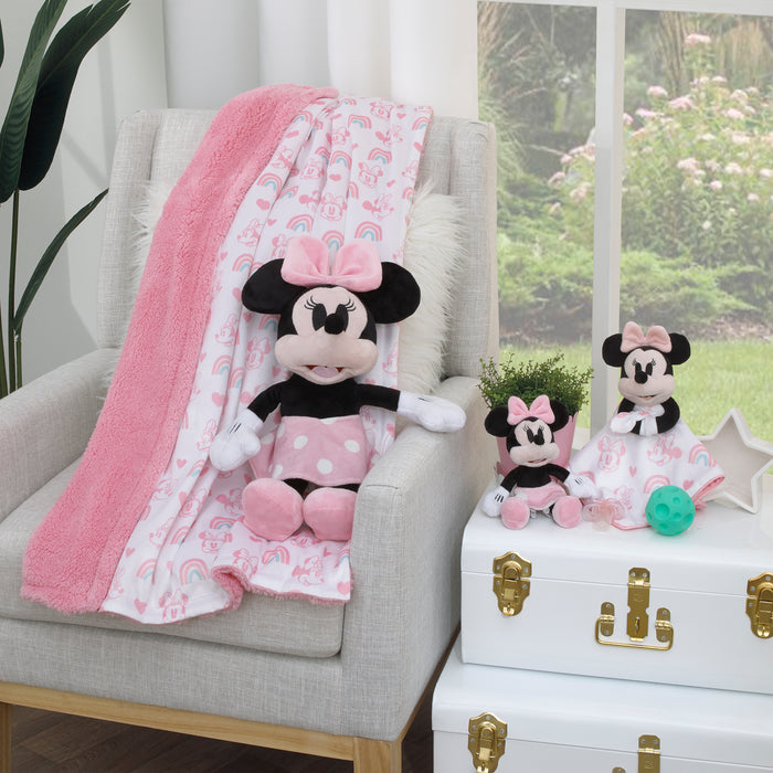 Disney Minnie Mouse Rainbow and Hearts Blanket