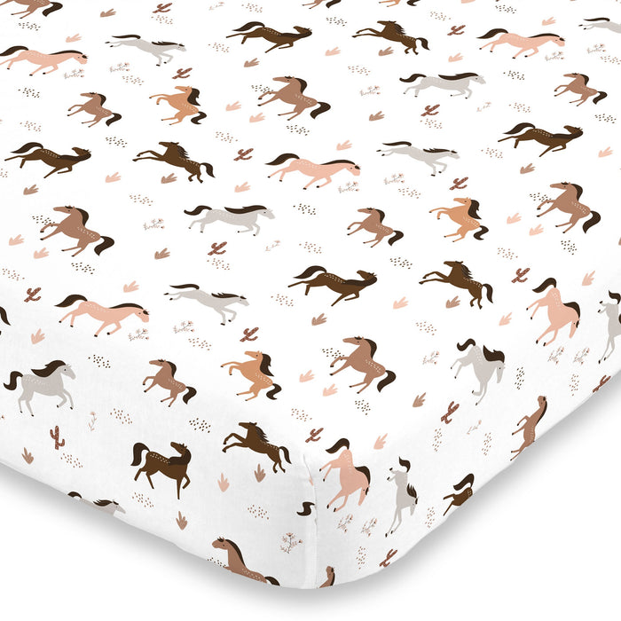 NoJo Desert Sunset Horse Super Soft Fitted Mini Crib Sheet