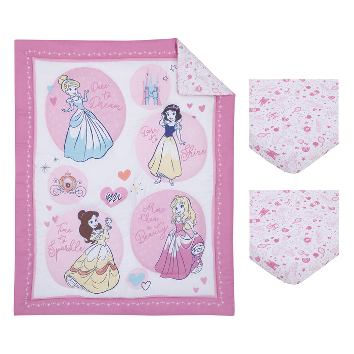 Disney Princess Dare to Dream 3 Piece Nursery Mini Crib Bedding Set
