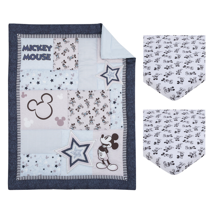 Disney Mickey Mouse Timeless Mickey 3 Piece Nursery Mini Crib Bedding Set