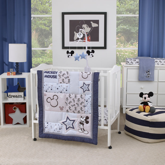 Disney Mickey Mouse Timeless Mickey 3 Piece Nursery Mini Crib Bedding Set