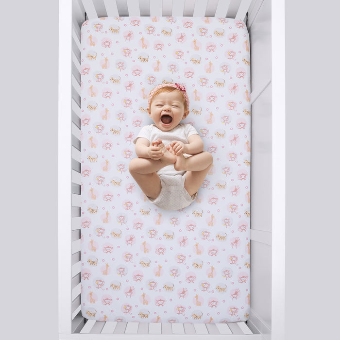 Little Love by NoJo Sweet Jungle Friends Super Soft Fitted Crib Sheet