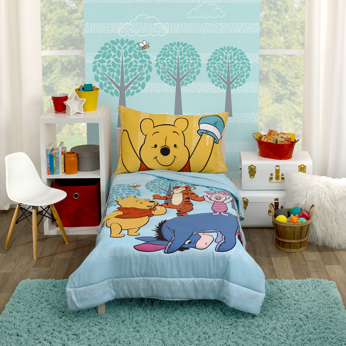 Disney Winnie the Pooh Funny Friends Tigger, Eeyore and Piglet 4 Piece Toddler Bed Set