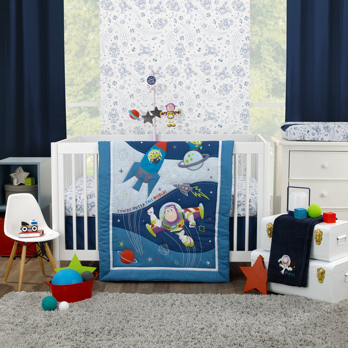 Disney Toy Story Outta This World 3 Piece Nursery Crib Bedding Set