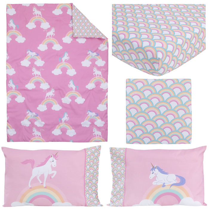 Everything Kids Rainbow Unicorn 4pc Toddler Bed Set