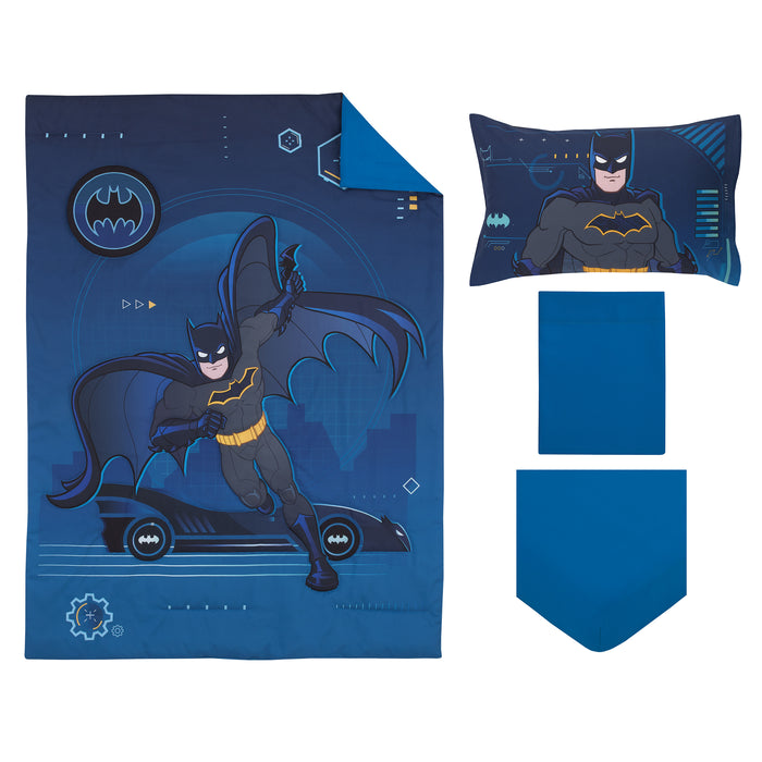 Warner Brothers Batman Bat-Tech 4pc Toddler Bed Set, Navy
