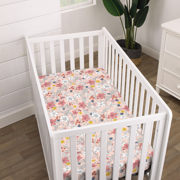 NoJo Happy Floral Super Soft Fitted Mini Crib Sheet