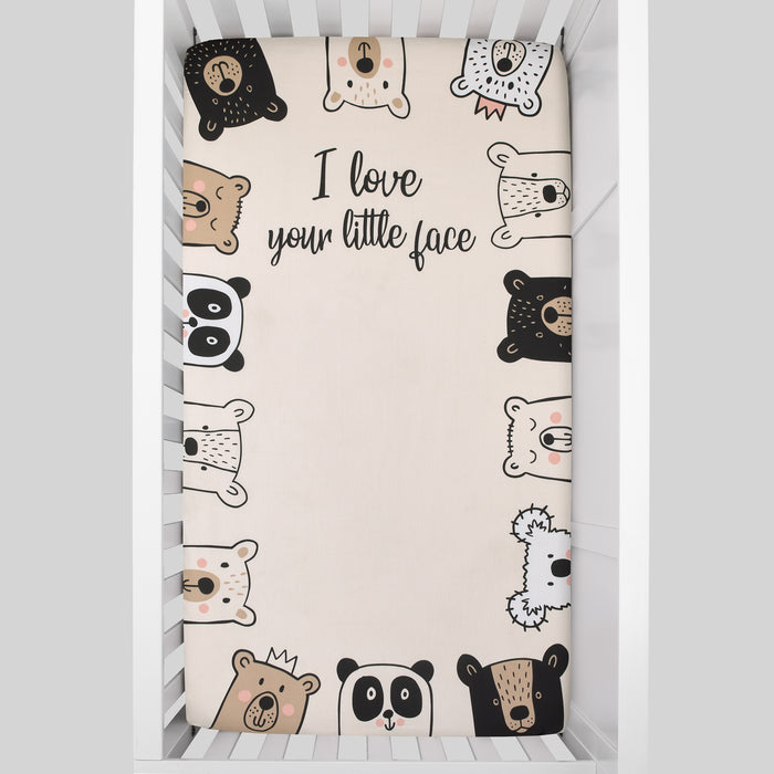 NoJo I Love Your Little Face Bears Photo Op Nursery Fitted Crib Sheet