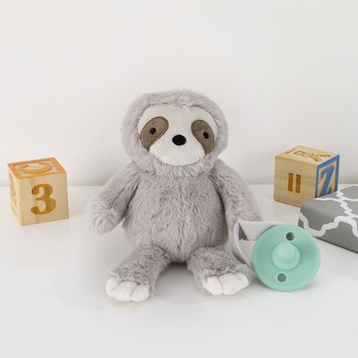 Little Love by NoJo Sloth Shaped Grey and White Plush Pacifier Buddy