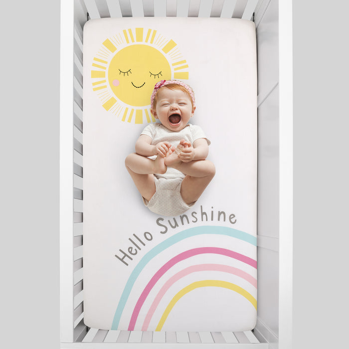 NoJo Happy Days 100% Cotton Photo Op Nursery Fitted Crib Sheet