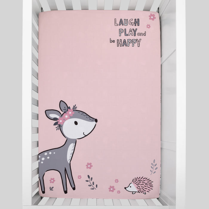Little Love by NoJo Sweet Deer -Laugh Play & Be Happy Photo Op Fitted Mini Crib Sheet