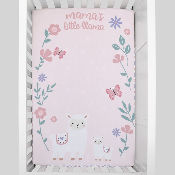Little Love by NoJo Mama's Little Llama - Floral Photo Op Fitted Mini Crib Sheet