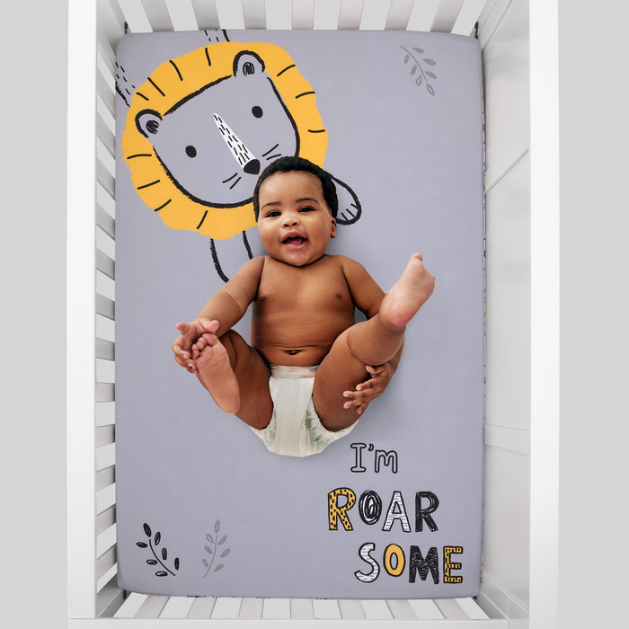 Little Love by NoJo Roarsome Lion Photo Op Fitted Mini Crib Sheet