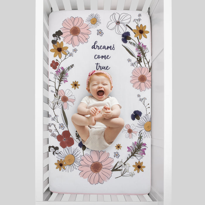 NoJo Keep Blooming 100% Cotton Photo Op Nursery Fitted Crib Sheet