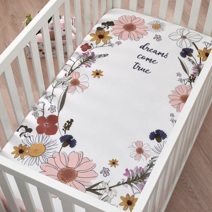 NoJo Keep Blooming 100% Cotton Photo Op Nursery Fitted Crib Sheet